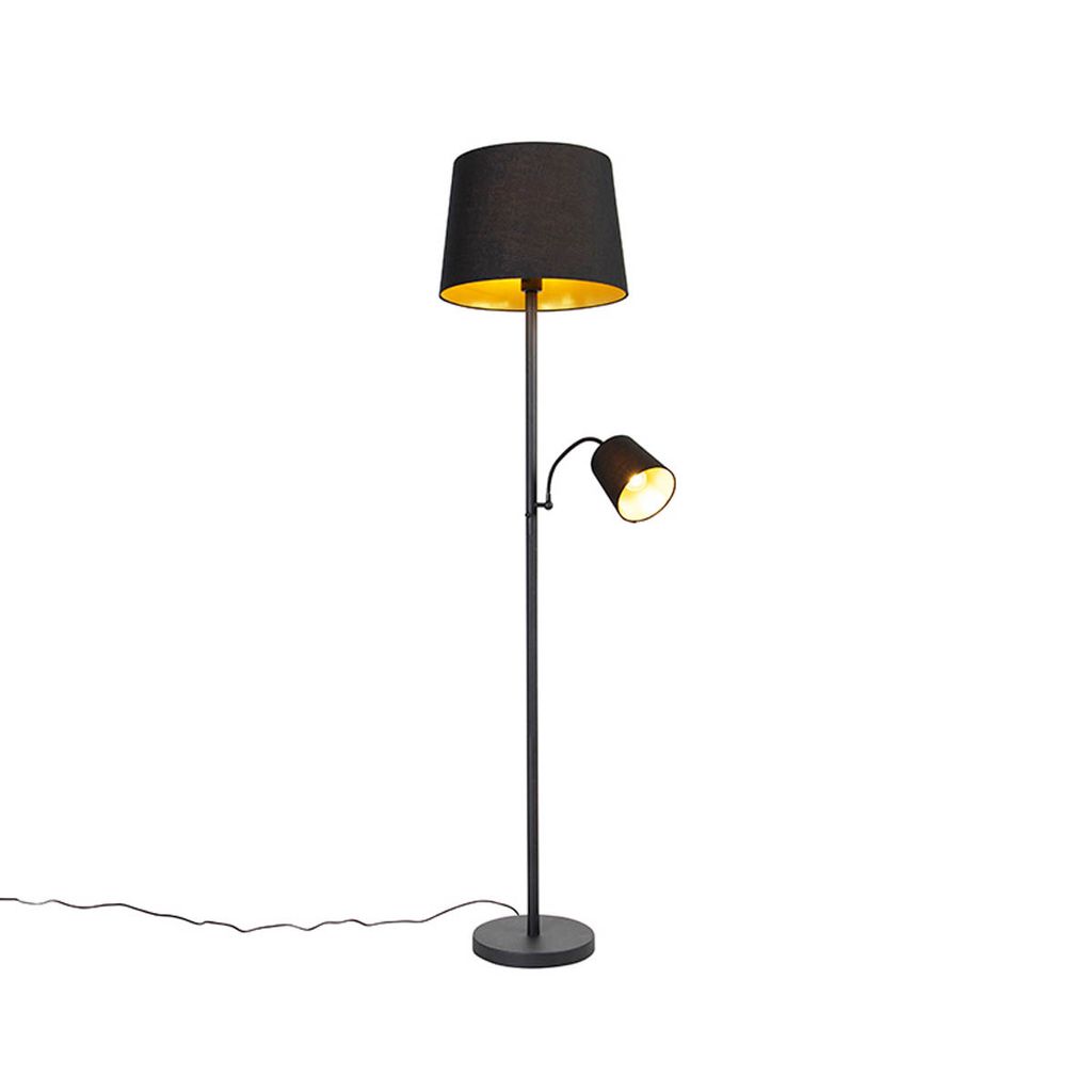 QAZQA - Klassisch I Antik Smarte Stehleuchte I Stehlampe I Standleuchte I Lampe I Leuchte schwarz mit Gold I Messing inkl. WiFi A60 und E14 - Retro...