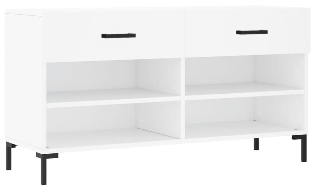 vidaXL Schuhbank Weiß 102x35x55 cm Holzwerkstoff