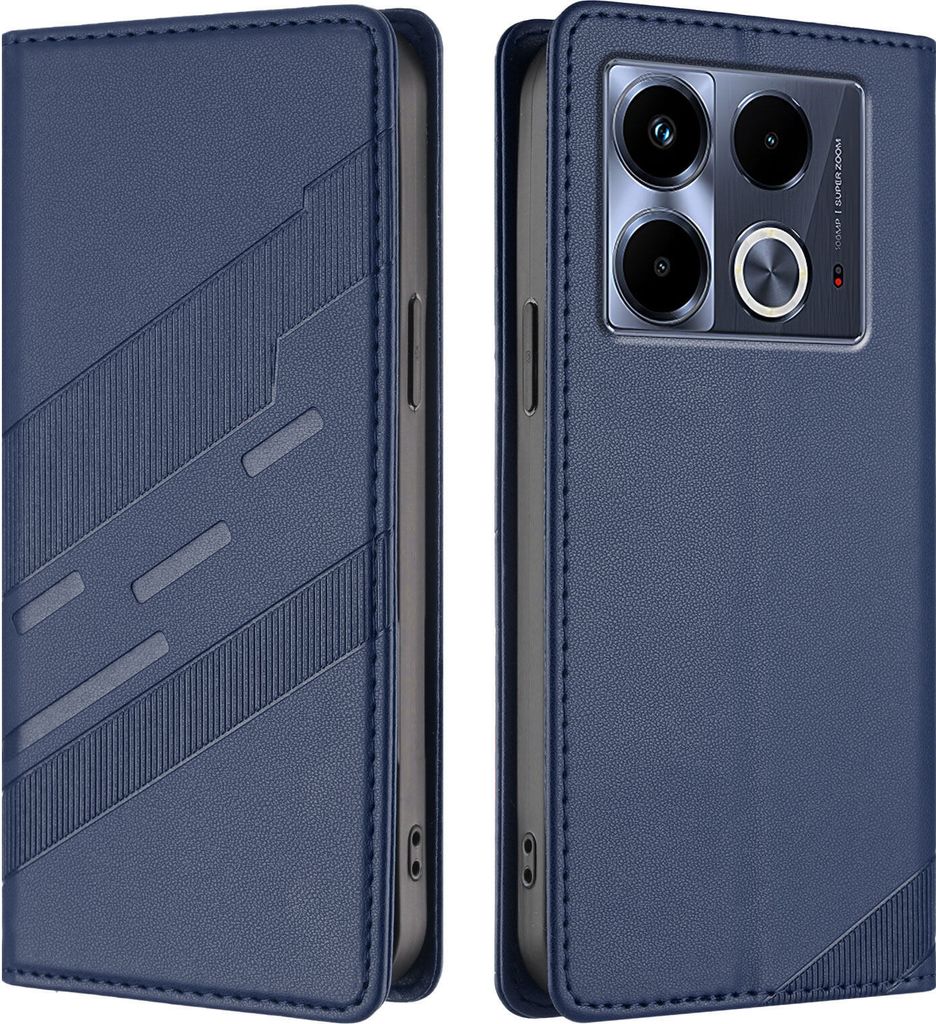 Hülle für Infinix Note 40 4G, Kunstleder Brieftaschen Handyhülle mit Kartenfach und Standfunktion Blau