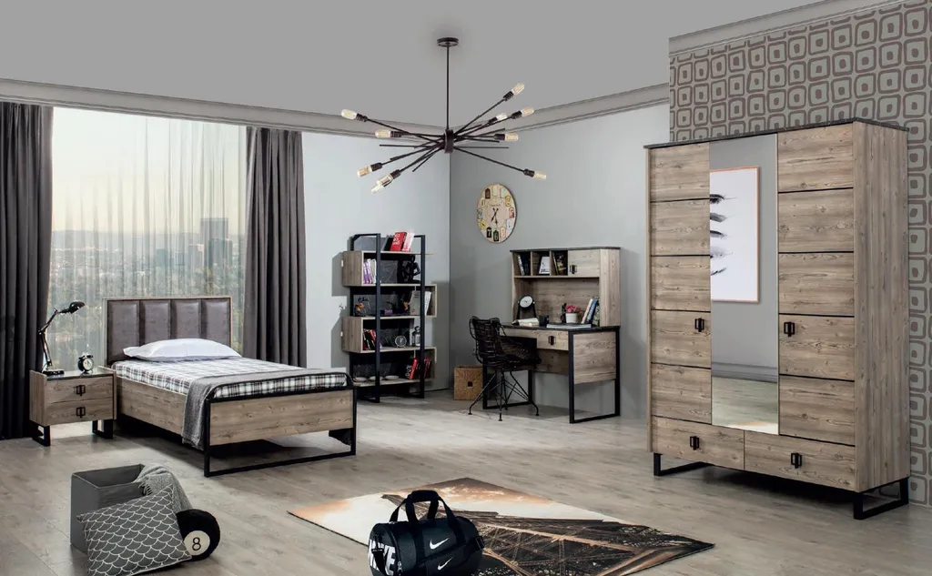 Table de Nuit Design Moderne Loft Marron Table d'Appoint de Chambre Chic