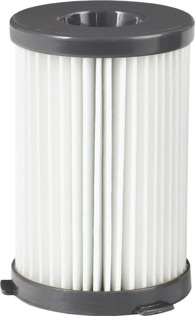 A close-up studio shot of a cylindrical vacuum cleaner filter.