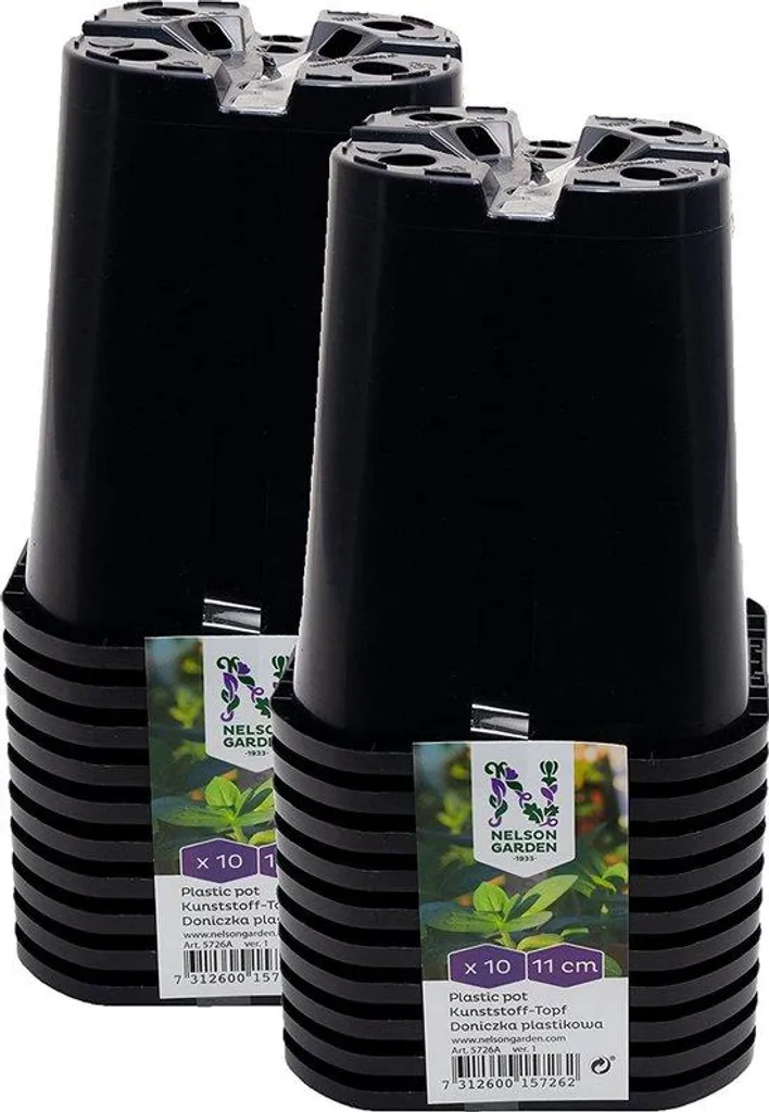 Pots de culture en plastique noir 12cm pour jardinage, lot de 10 pièces