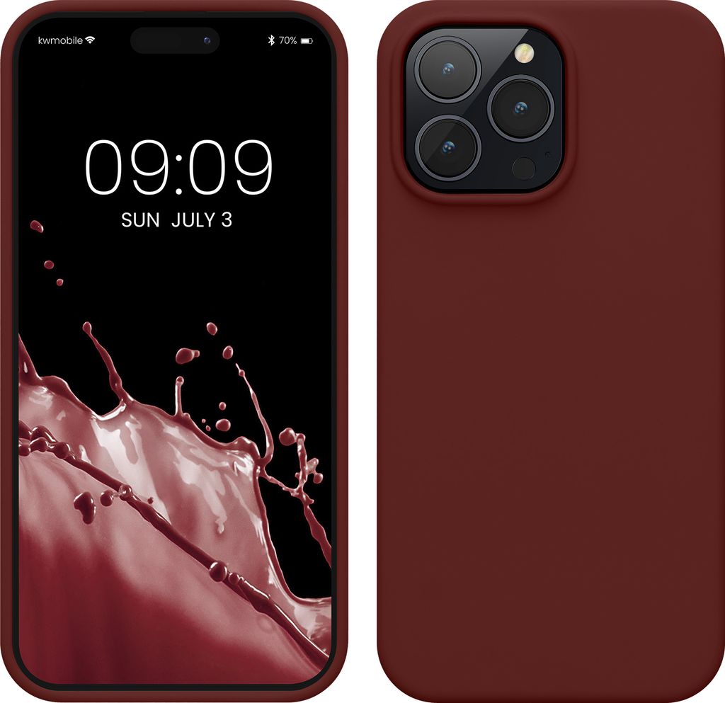 kwmobile Handyhülle für iPhone 14 Pro Max Hülle, für iPhone 14 Pro Max Case - Hülle Silikon - kabelloses Laden - Tawny Red