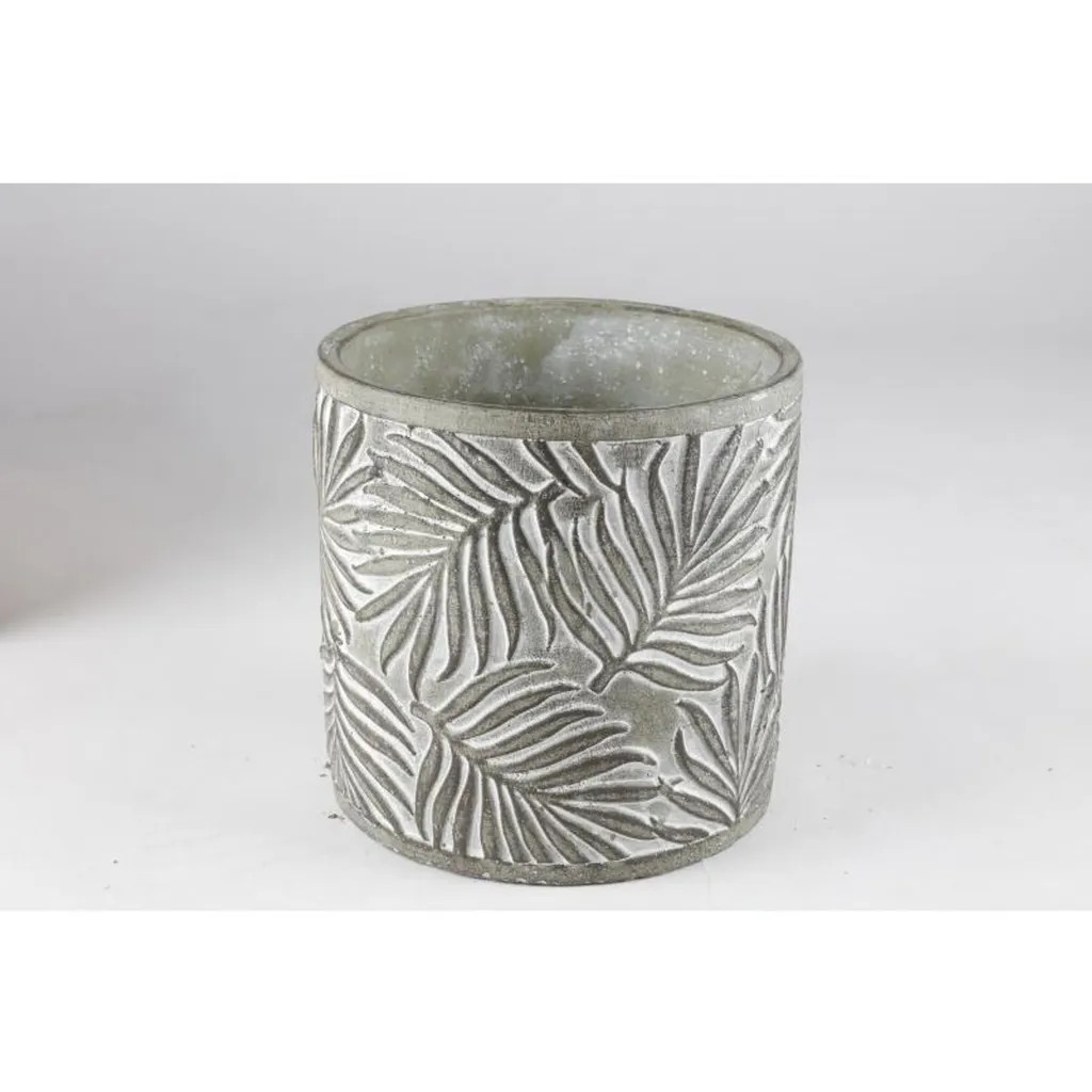 Cache-pot en Ciment 18cm Motif Feuillage Vert pour Plantes Lot de 4