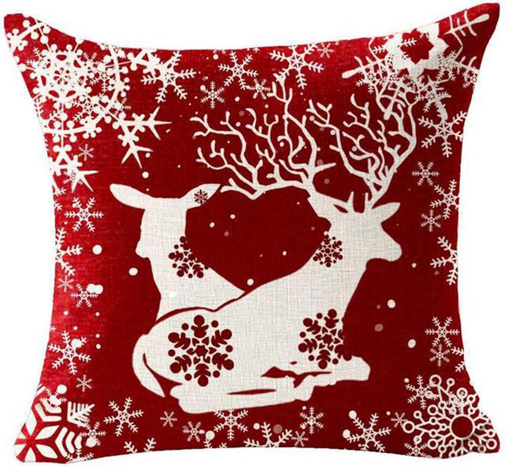 Weihnachtskissenbezug Xmas Thema Hidden Reißverschluss staubdestellte Schlafzimmer Bettwurf Kissenbezirk Home Decor täglich Gebrauch-J