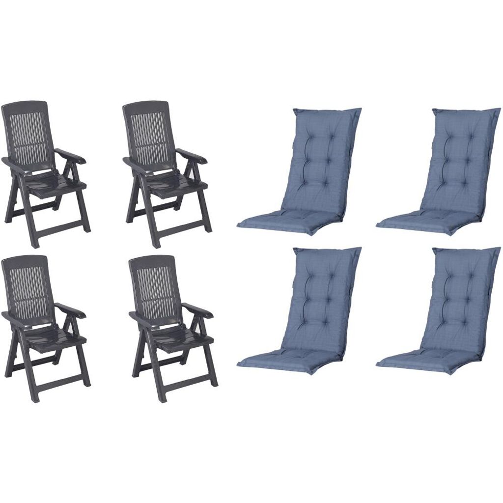 Progarden Klappsessel Tampa mit Auflage 4er Set anthrazit / Produktbild 