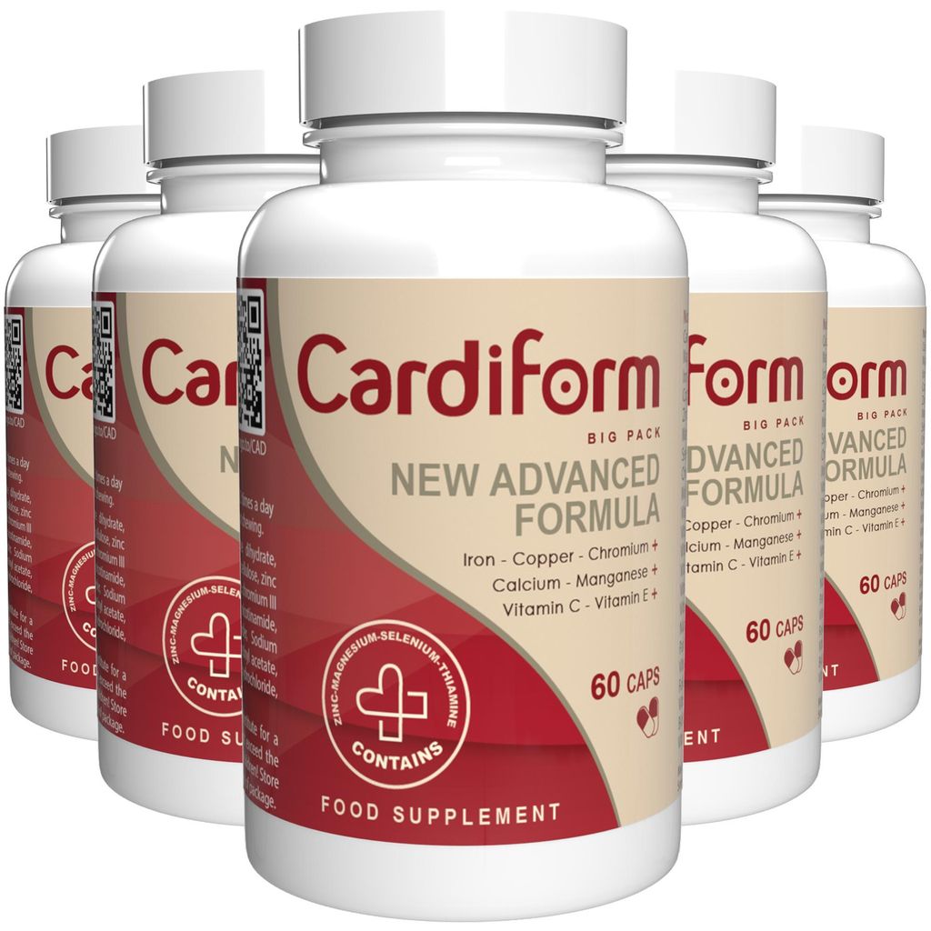 Cardiform - 300 Kapseln (5x60) hochdosiert - Original Rezept aus der Schweiz - Vegan & Pflanzlich mit Vitaminen & Mineralien - 5er Pack