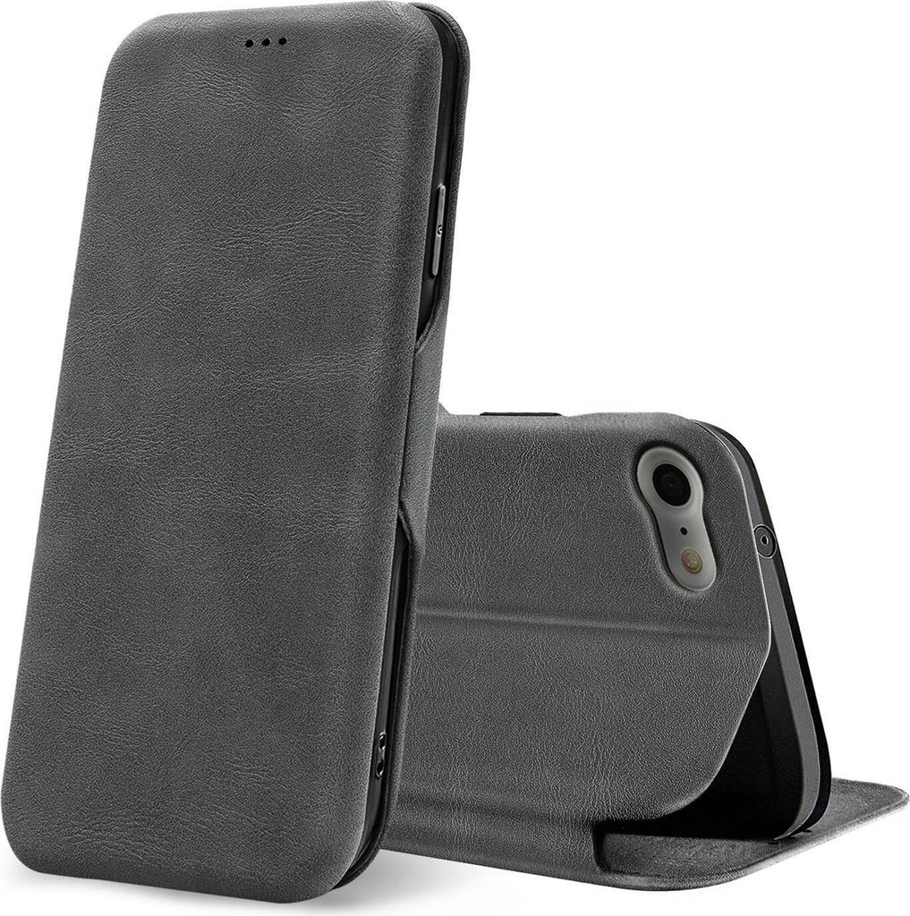 Conie Retro Klapp Tasche für iPhone 7 / 8 / SE2 Kartenfach Hülle Rundumschutz in Grau