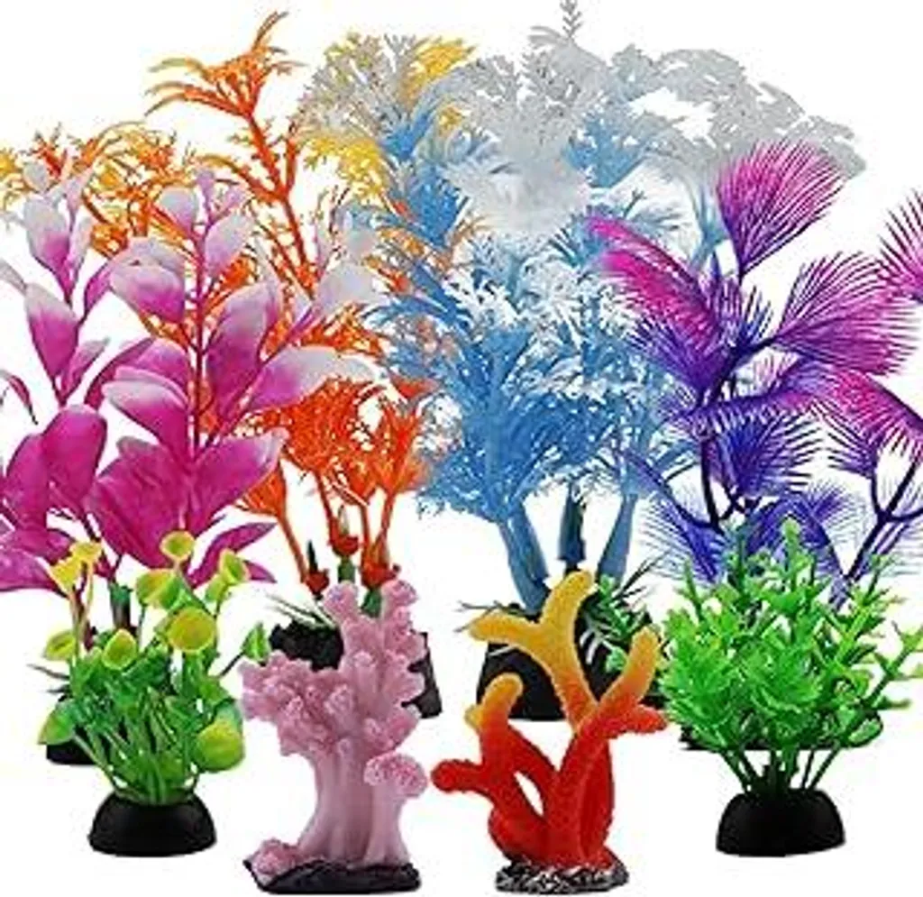 Accessori Acquario Pesci: 8 Pezzi Piante Finte e Corallo in Resina