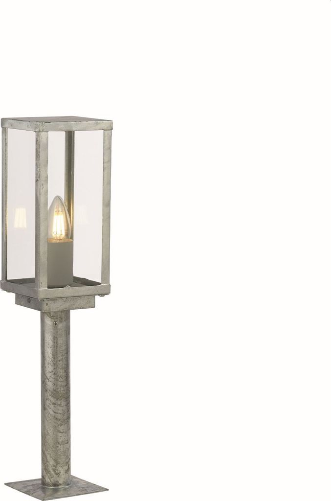 Wegeleuchte Metall Glas E27 IP44 50 cm hoch in Silber eckig Modern Stehlampe außen
