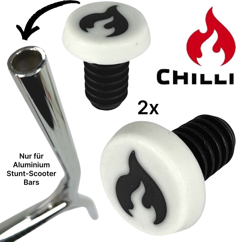 Chilli Barends Plugs Stunt-Scooter Alu Lenker-Stopfen (1 Paar) Weiss / schwarz
