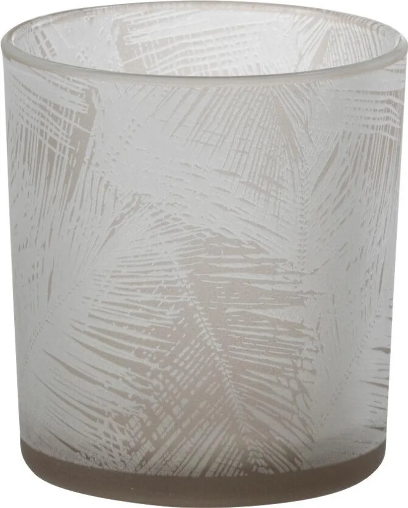 Photophore en Verre Beige J-Line Feuilles Ø 7 cm - Objet de Déco Table