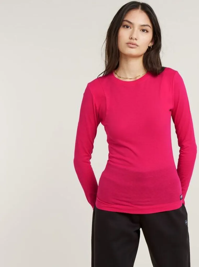 G-STAR RAW T-Shirt Donna Pink Peacock Slim con Pannelli a Coste S