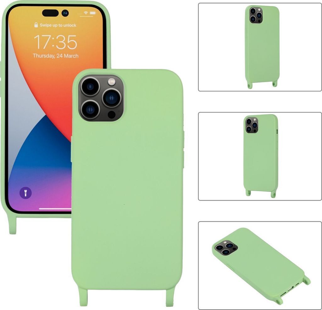 Mobigear Lanyard iPhone 14 Pro Max Silikon Handykette - Grün