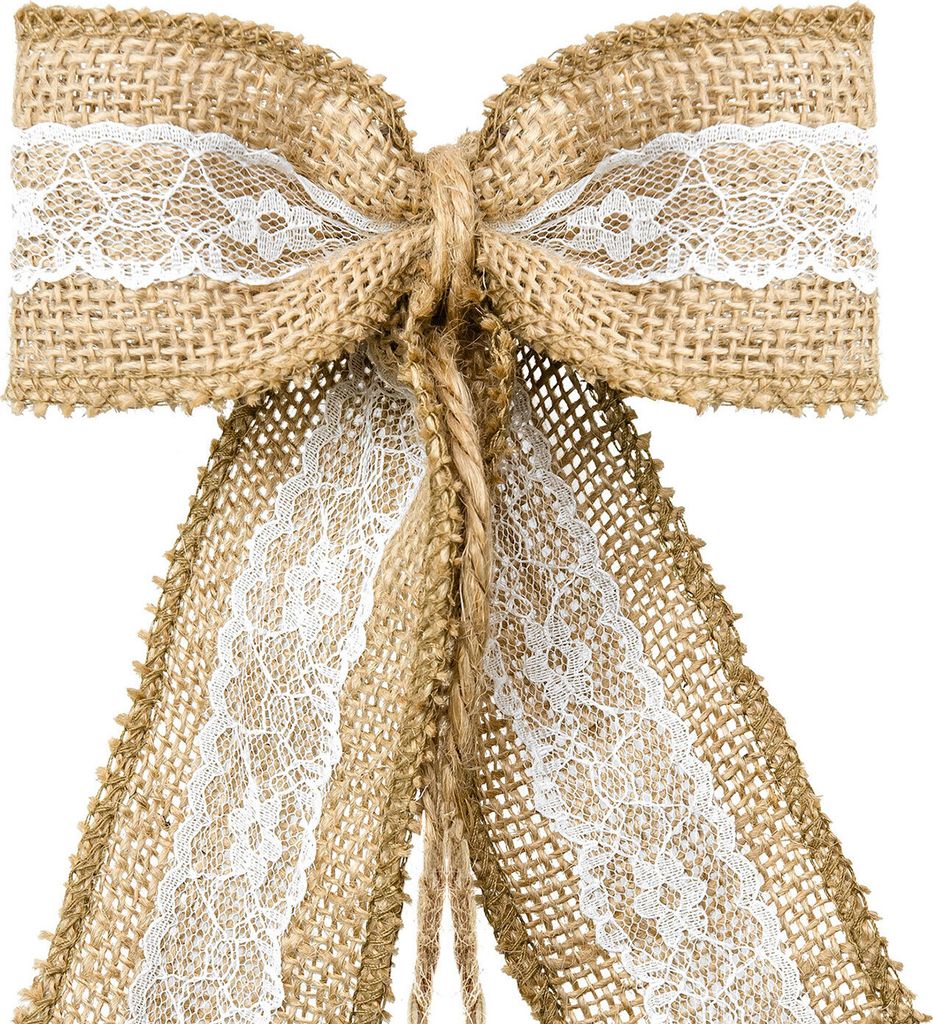 Autoschleifen Hochzeit Jute mit Saugnapf 16-teiliges Set Natur Braun
