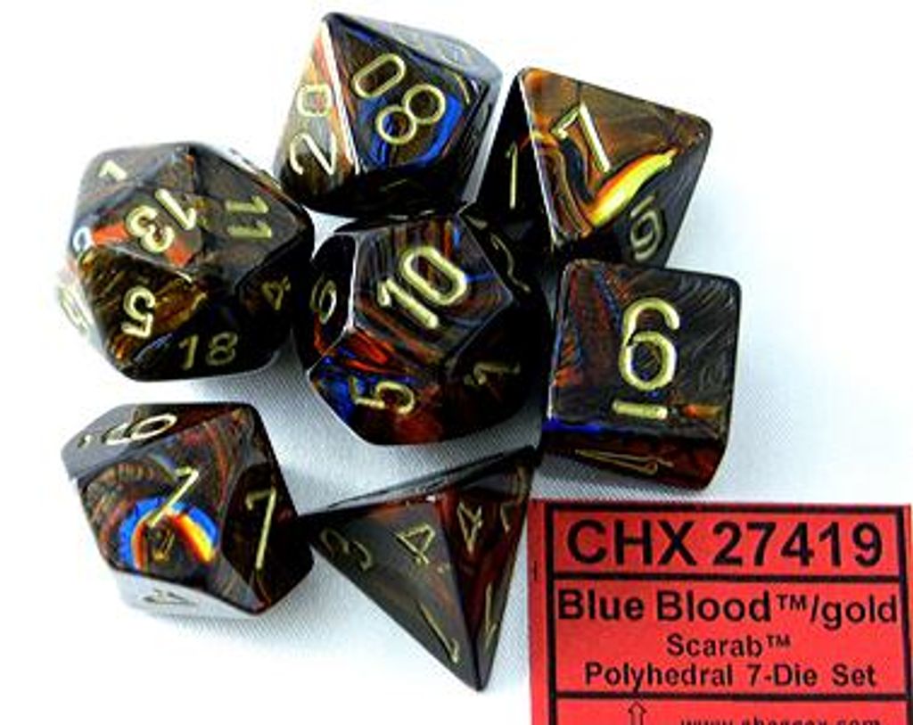 Chessex - Scarab - 7-Die Set - Blue Blood/Gold