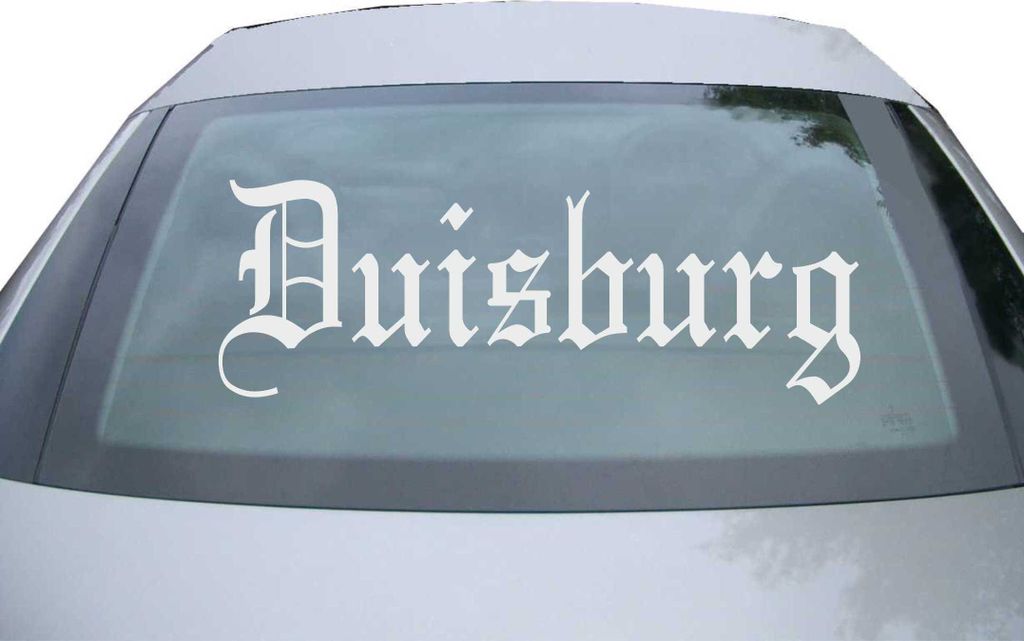Indigos UG - Aufkleber Heckscheibe & Motorklappe DE6494 - silber - 600x210 mm - Stadt Duisburg - Auto Scheiben Fenster Heckklappe Tuning Racing JDM...