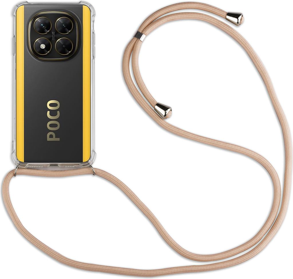 Handykett für Poco X7 Pro 5G Hülle mit Kordel Handyhülle mit Band in Beige / Braun
