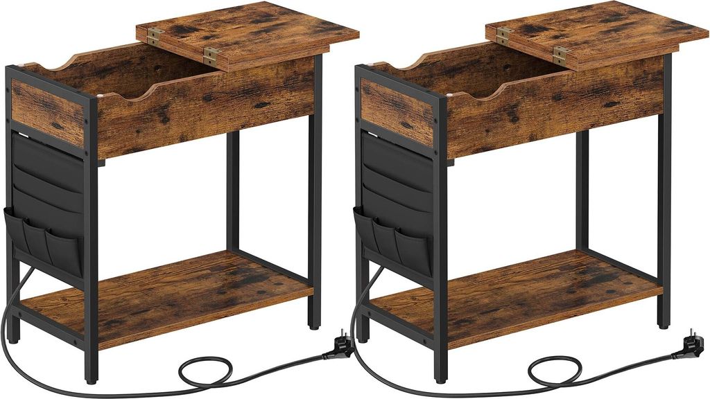 VASAGLE Beistelltisch, mit Steckdosen und USB-Anschlüsse, Produktbild 
