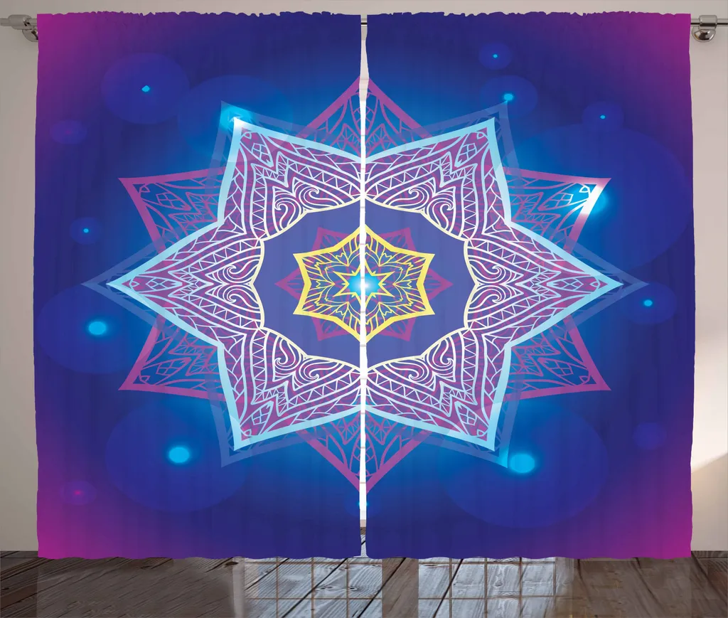 ABAKUHAUS Tenda rustica Stern-Mandala, arte folcloristica orientale, tende universali per soggiorno con passanti e ganci, 280 x 175 cm, multicolore