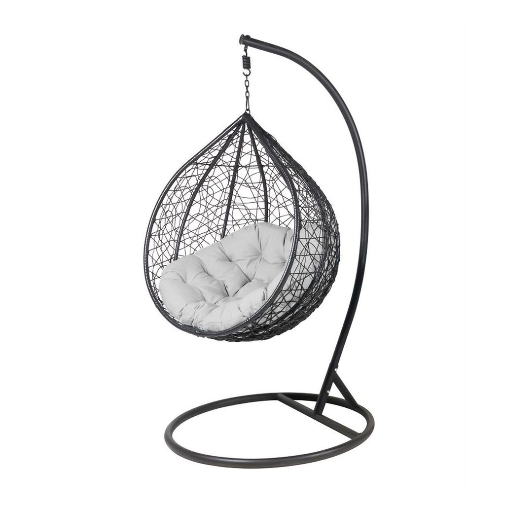 Hängesessel für den Garten VIRELLA L, Schwarz / Schwarz + Grau