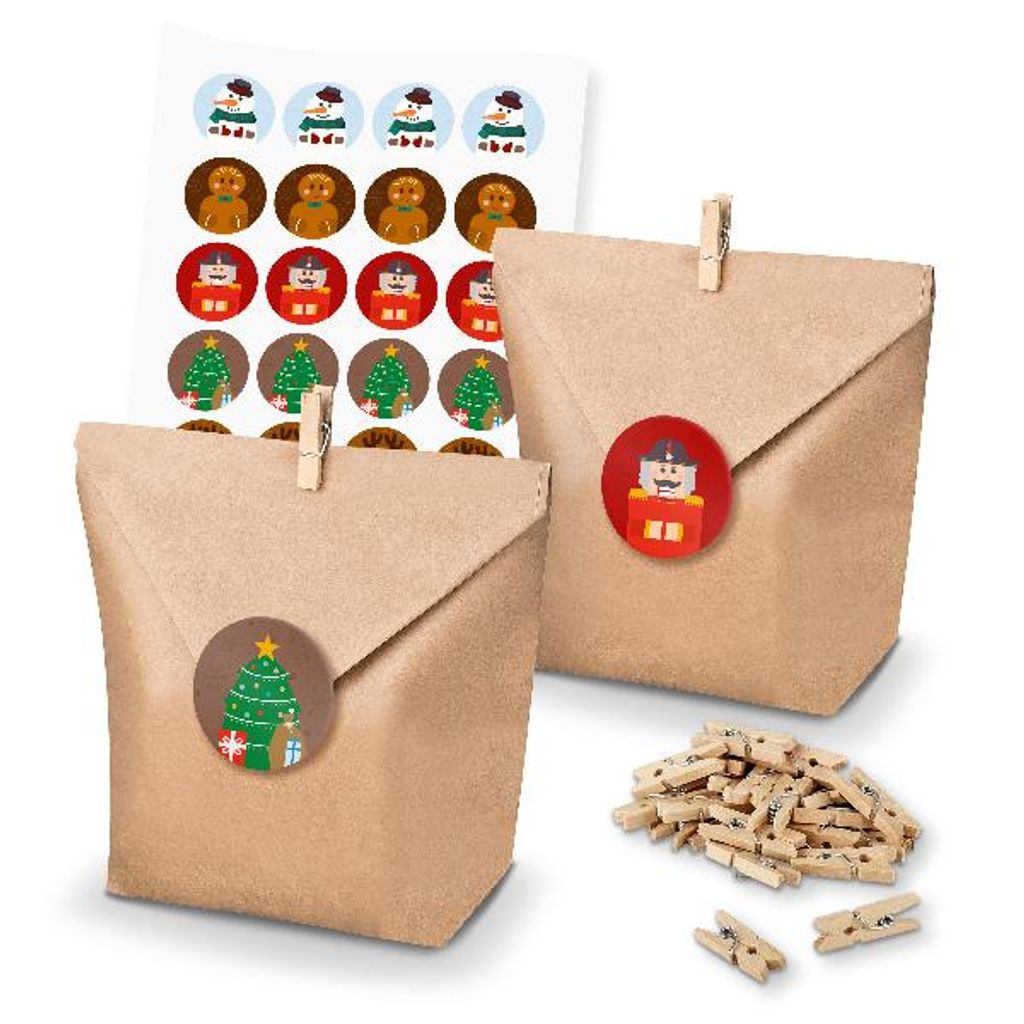itenga SET Geschenktüten 24x Tüten + Klammern + Sticker (Motiv 153)