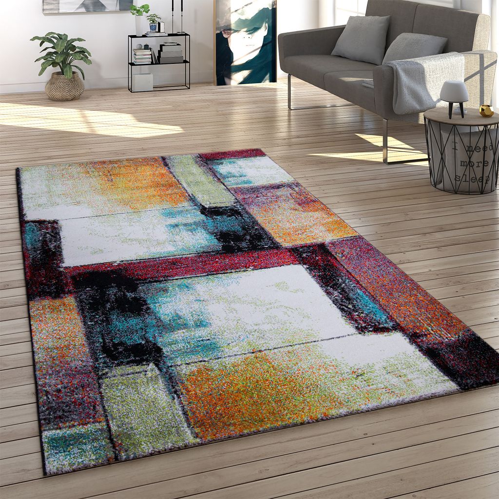 Teppich Wohnzimmer Kurzflor Vintage Geometrisches Muster Abstrakter Stil Modern Grösse 60x100 cm