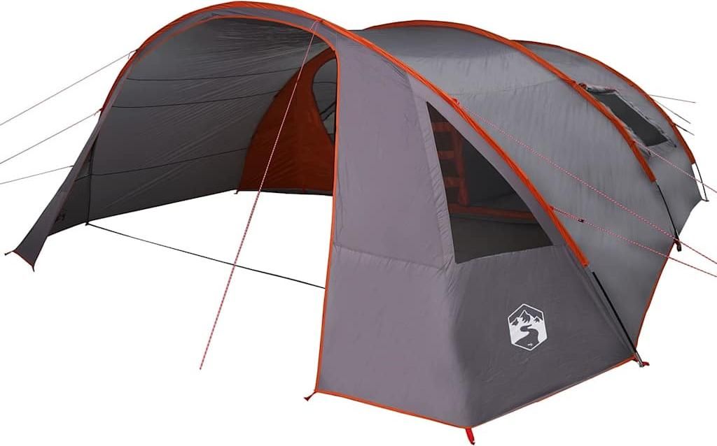 vidaXL Tunnelzelt für 6 Personen Grau und Orange 700 x 590 x 215 cm