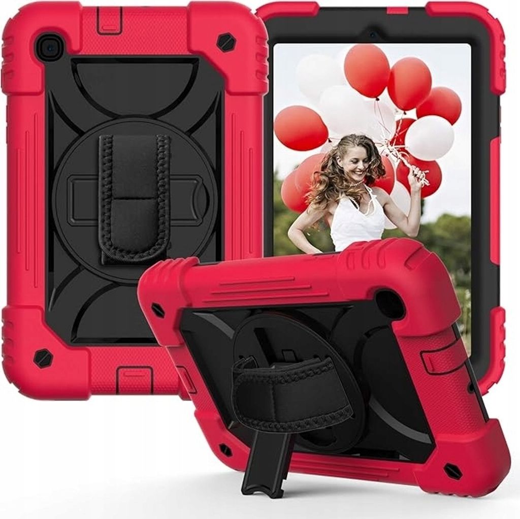 Tasche für Samsung Galaxy Tab A8 10.5 2022 mit Ständer und Riemen Rot