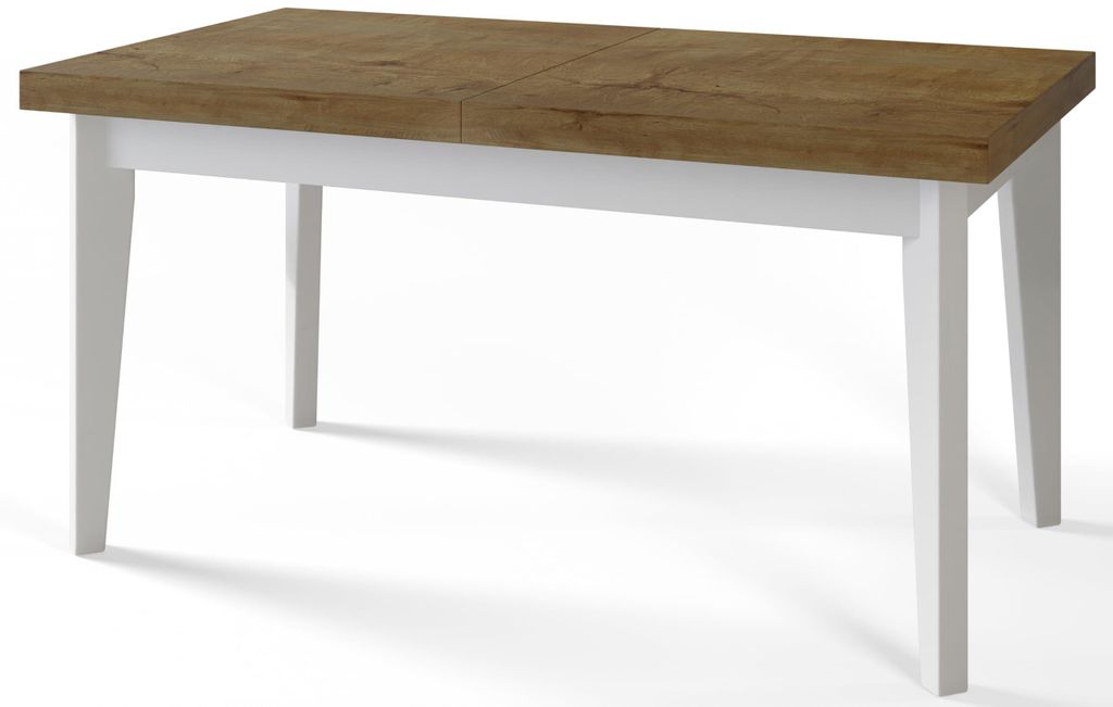 Alpi Moebel, Rechteckiger Esstisch Skandi, Wohnzimmertisch Ausziehbar 120-160x80x78 cm, Lefkas mit Holzbeinen in Weiß