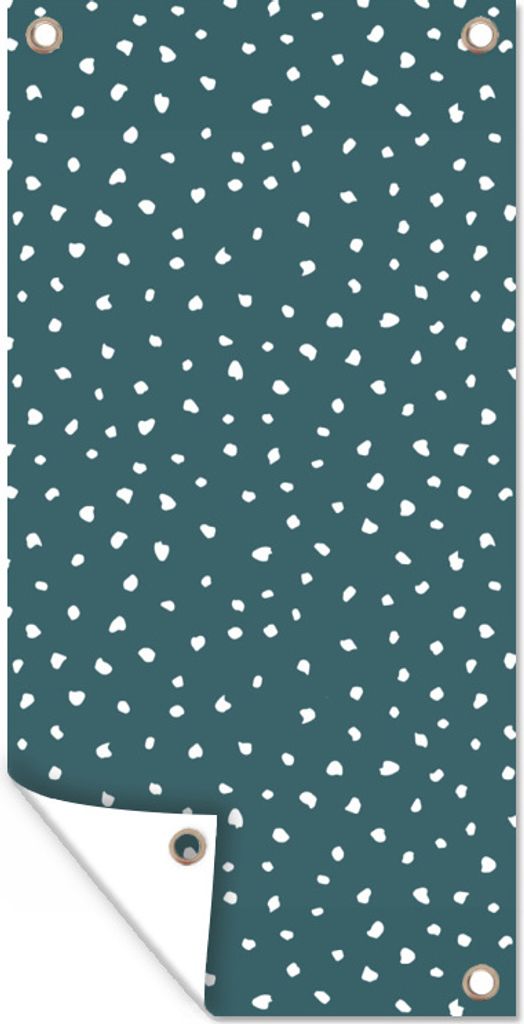 MuchoWow 30x60 cm Outdoor-Poster Gartendeko Sichtschutz Garten Poster für den Garten Polka dots - Weiß - Grün