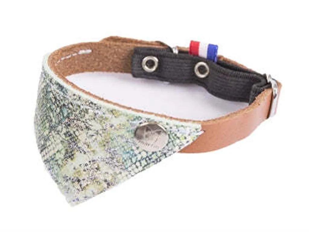Collier pour chat Martin Malibu design bicolore vert et marron ajustable