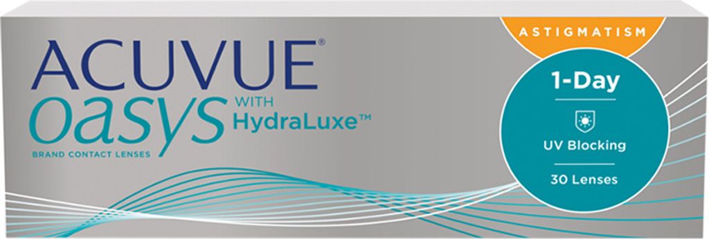 ACUVUE OASYS 1-Day with HydraLuxe for ASTIGMATISM - 30 daily lenses - Sph: -3.5, Cyl: -2.25, Ax: 80, BC: 8.5, D: 14.3