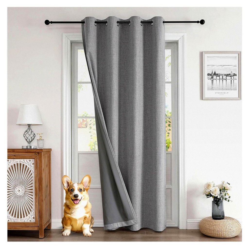 100% blickdichte Vorhänge in Leinenoptik, 1 Stück, Türvorhang mit Ösen, Thermo Kälteschutz und Hitzeschutz für Schlafzimmer und Wohnzimmer, h...