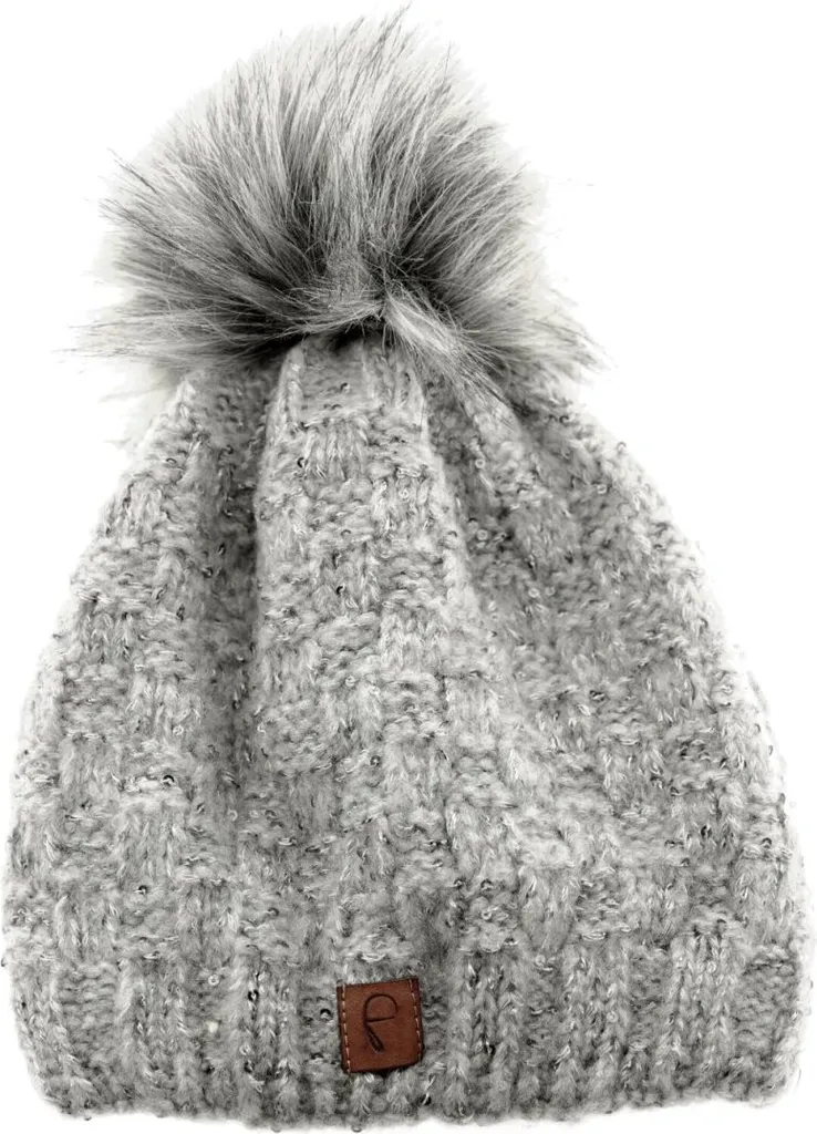 Cappello Faera per stare al caldo in autunno o in inverno Cappello Bobble con perle grigio