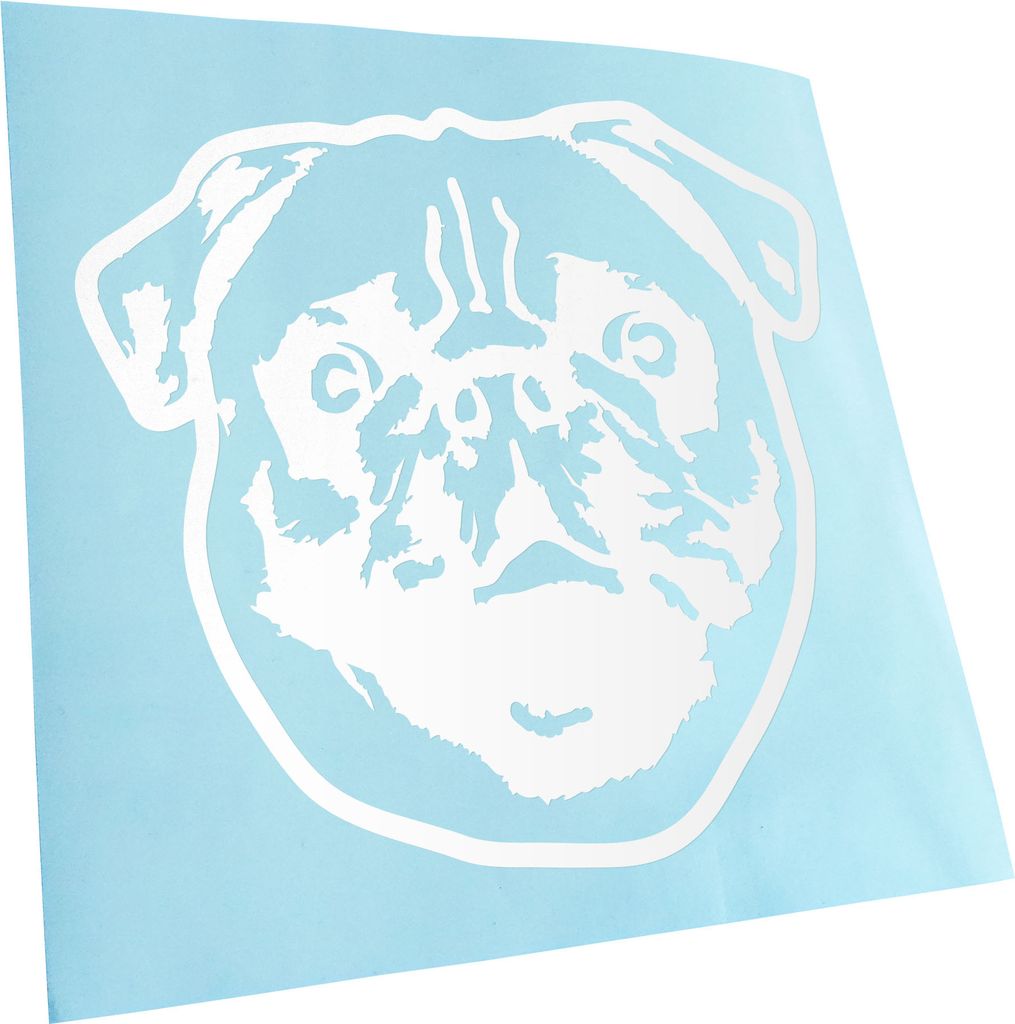 Kiwistar - Autoaufkleber - Pug Hund - Weiss - 60x55cm - Aufkleber für Auto, Laptop, Fahrrad, LKW, Motorrad mehrfarbig JDM Decal Racing