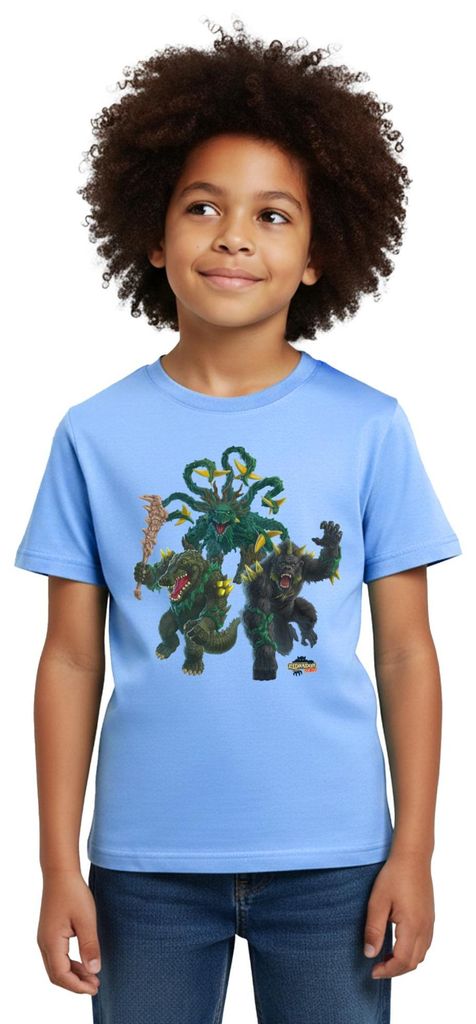 Spreadshirt Schleich ELDRADOR CREATURES Dschungel-Monster Kinder T-Shirt, 122/128 (7-8 Jahre), Himmelblau