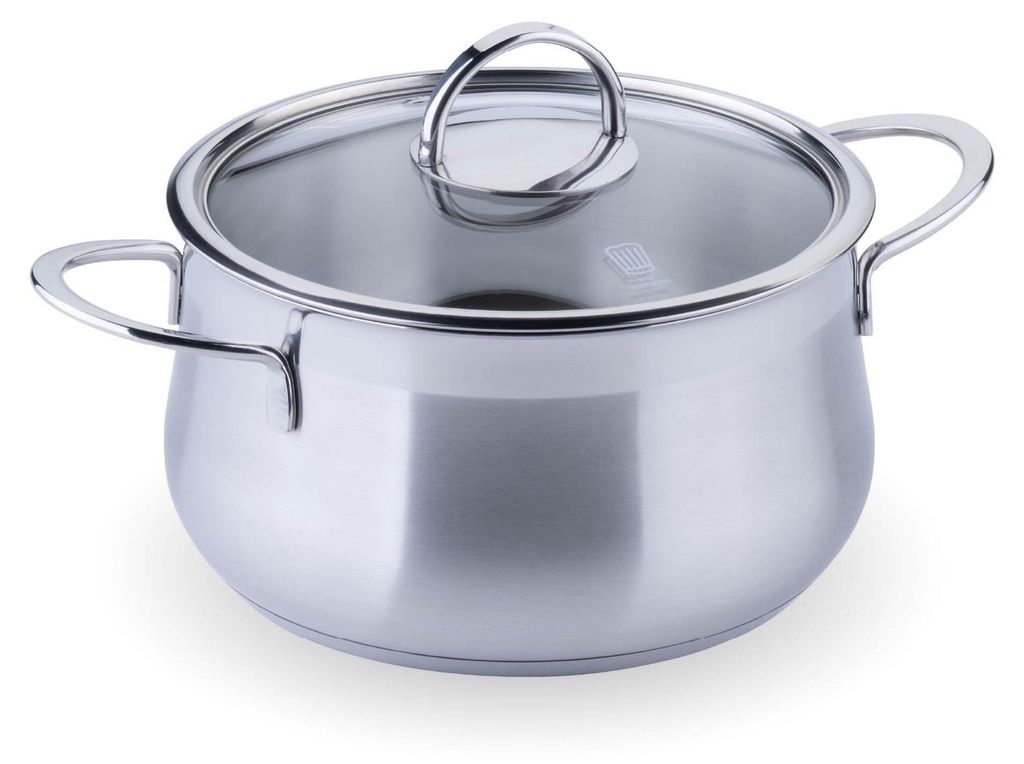 Chefkoch trifft Fackelmann Kochtopf mit Glasdeckel Leipzig Ø 20 cm, Edelstahl, 3500 ml, für alle Herdarten inkl. Induktion, Backofengeeignet