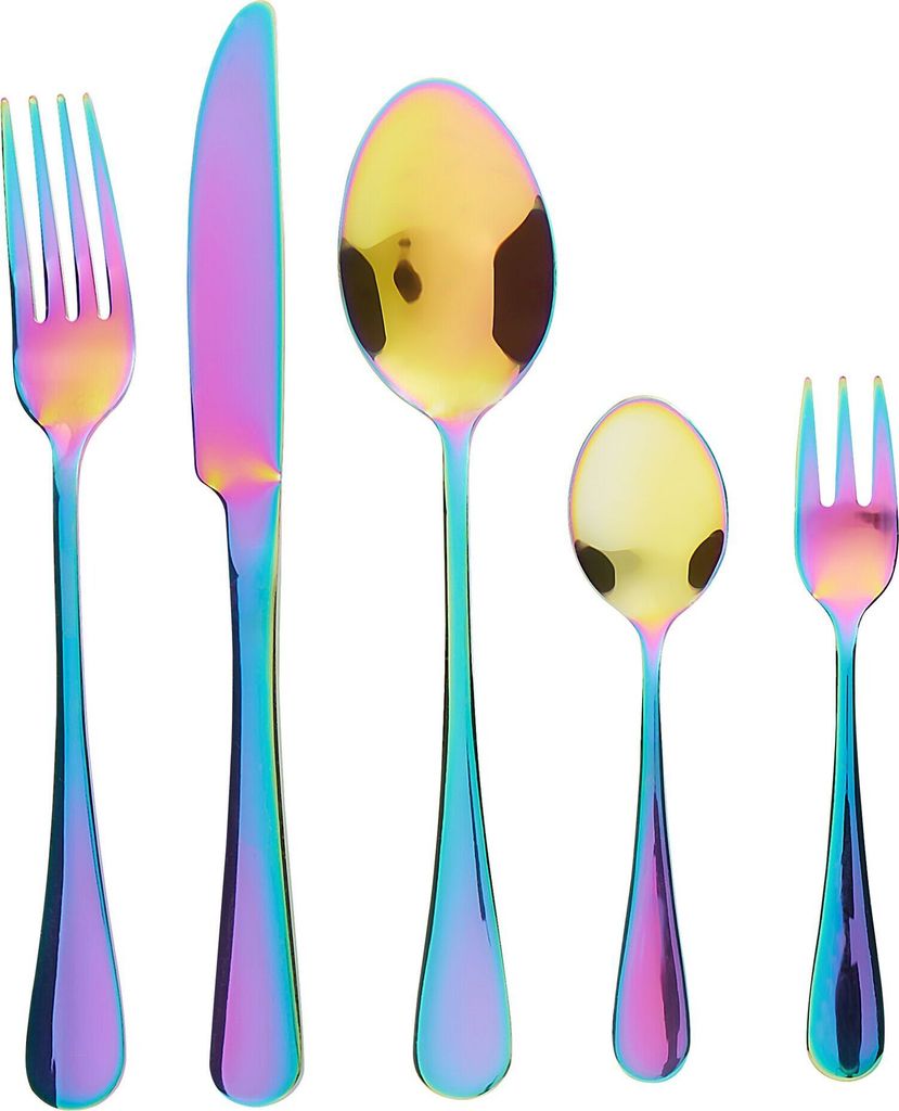 BELIANI Besteck Set Mehrfarbig Edelstahl 30 teilig für 6 Personen Messer Löffel Gabel Teelöffel Kuchengabel Modernes Design