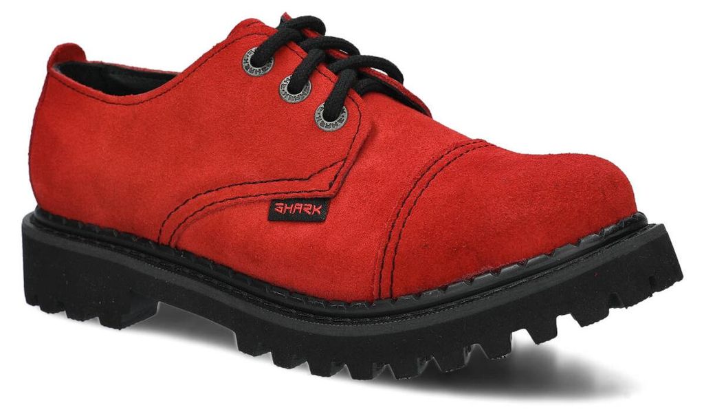 NAGABA Stiefel Damen Herren Springerstiefel 3-Loch - Leder - Rot - 40