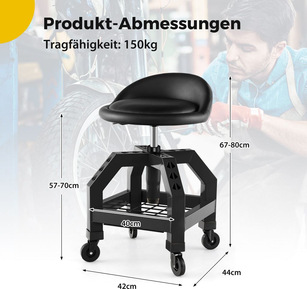 COSTWAY Werkstatthocker Höhenverstellbar, Werkstatt Produktbild 3