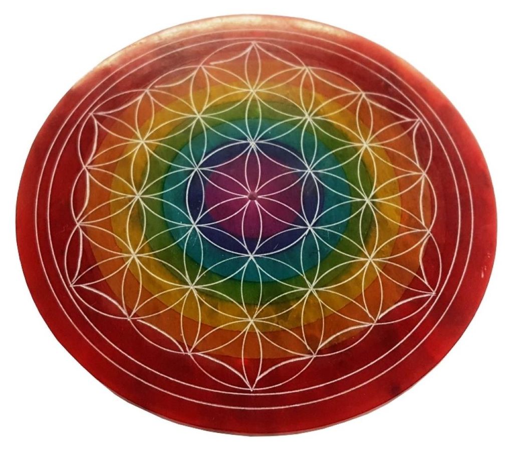 Räucherstäbchenhalter "Blume des Lebens rainbow" Speckstein Produktbild 