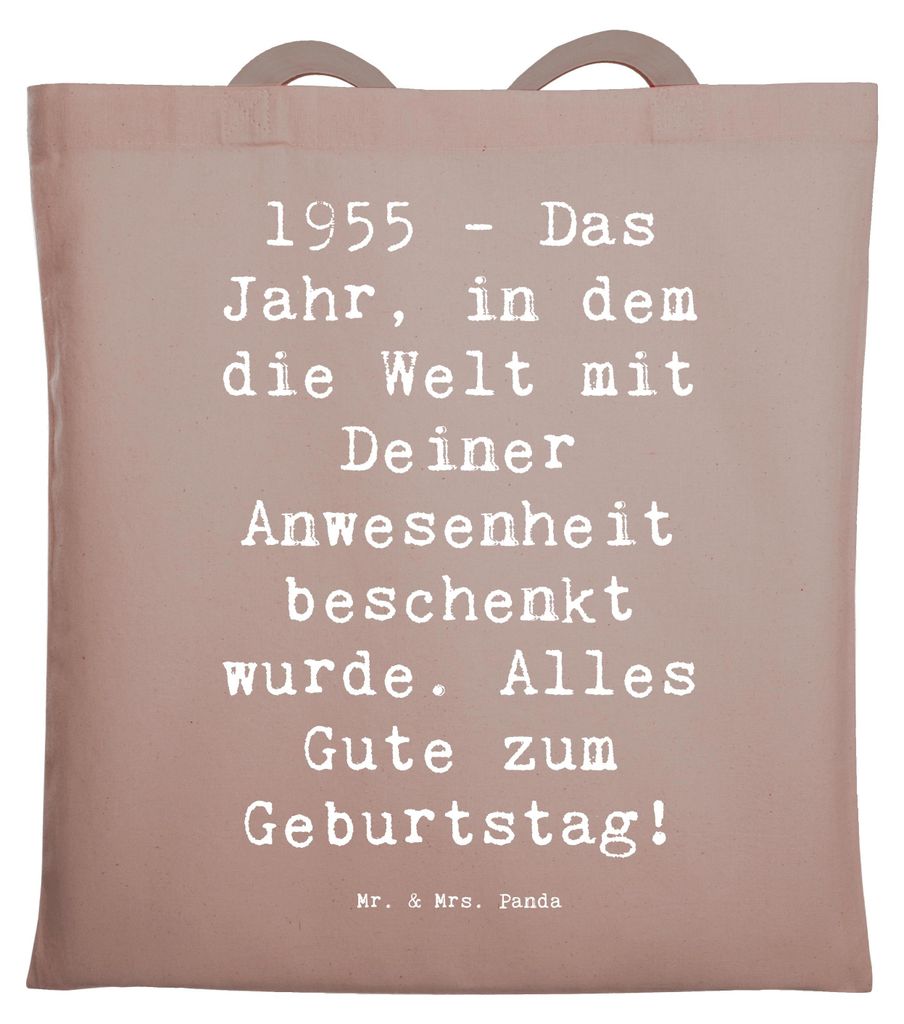 Mr. & Mrs. Panda Tote Bag Spruch 1955 Geburtstag - Braun Pastell - Geschenk, Jahr der Geburt, Glückwunsch, totebag, Uni Tasche, Shopping, das, Ein...