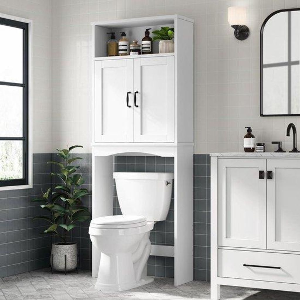 Badezimmer-Organisationskommode - Verstellbare Wandregal - Platz sparen - 68 x 25 x 8 Zoll - Weiss