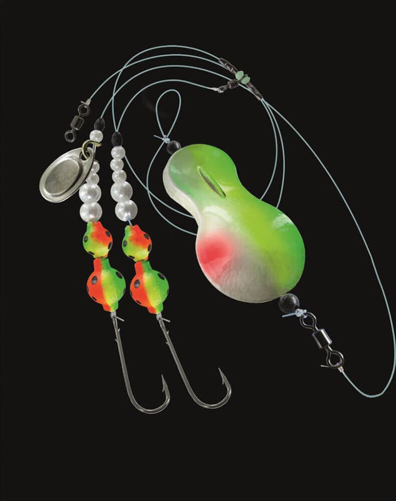 Jenzi Inline-Buttlöffel montiert 110cm UV Grün Weiß 100g