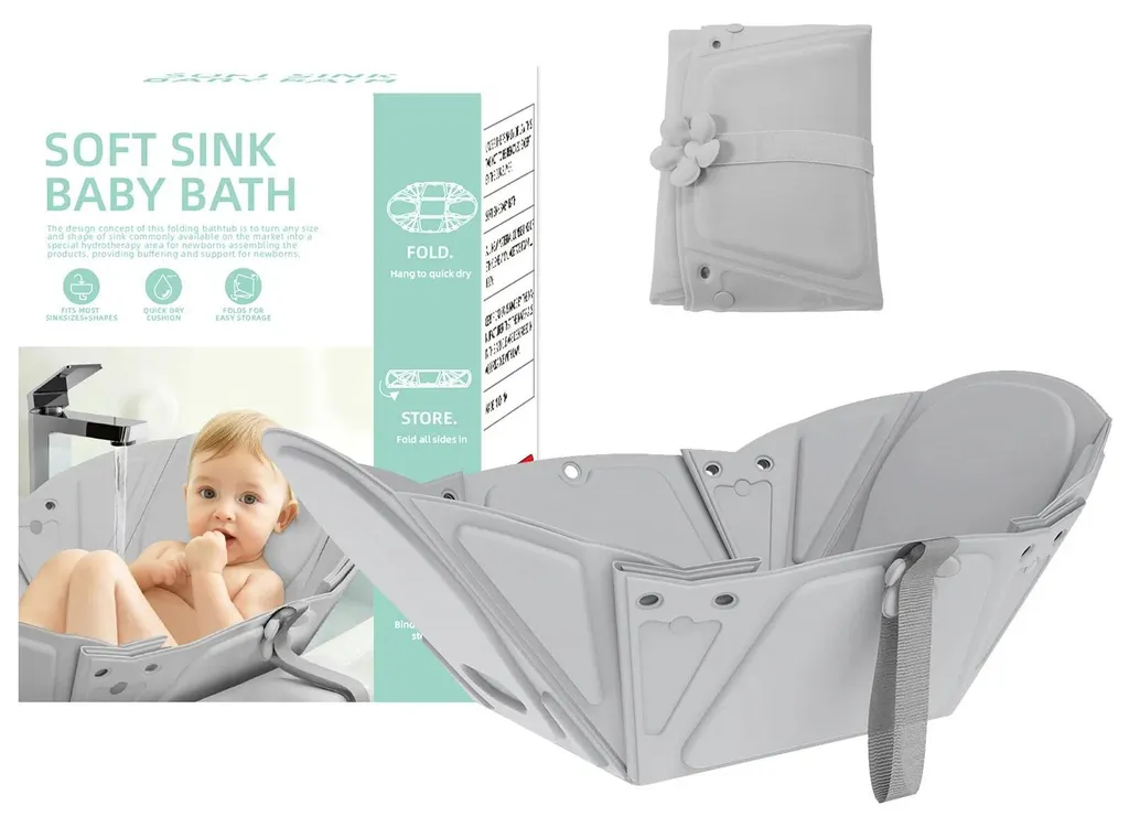 Baignoire de voyage pliable pour bébé - Modèle compact et peu encombrant