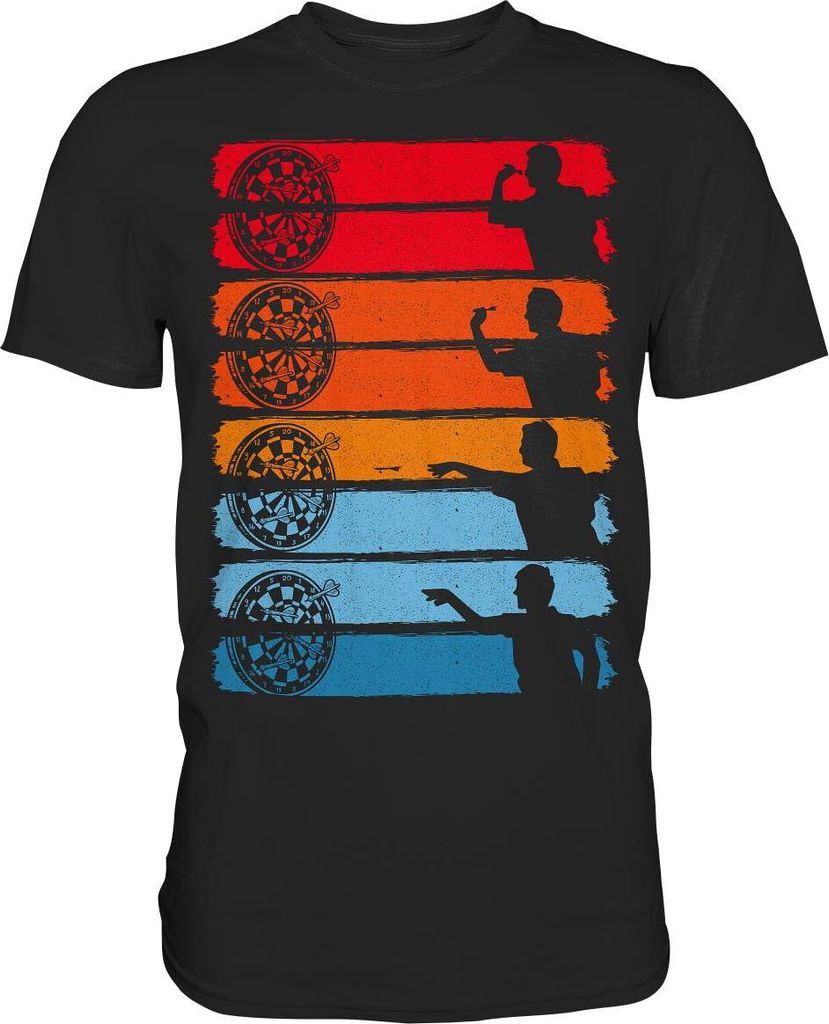 Retro Dart Wurf Dartscheibe Bullseye Darts T-Shirt – Black Produktbild 