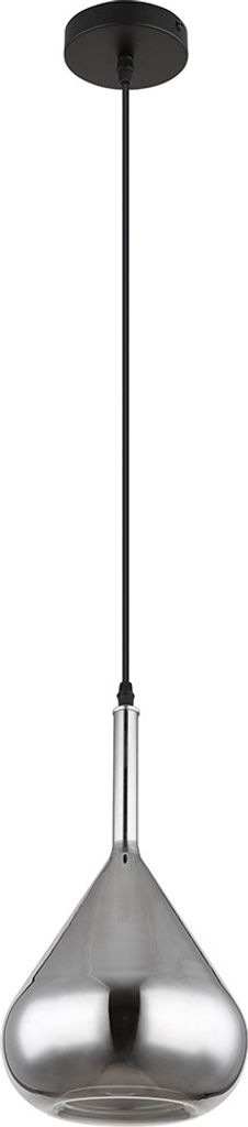 Hängelampe, Metall, schwarz, Glas, rauchfarben, H 150 cm