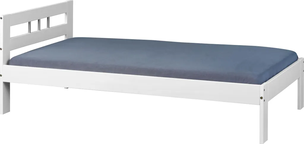 Lit ado 90x200 pin massif blanc Inter Link Fana - Cadre de lit simple