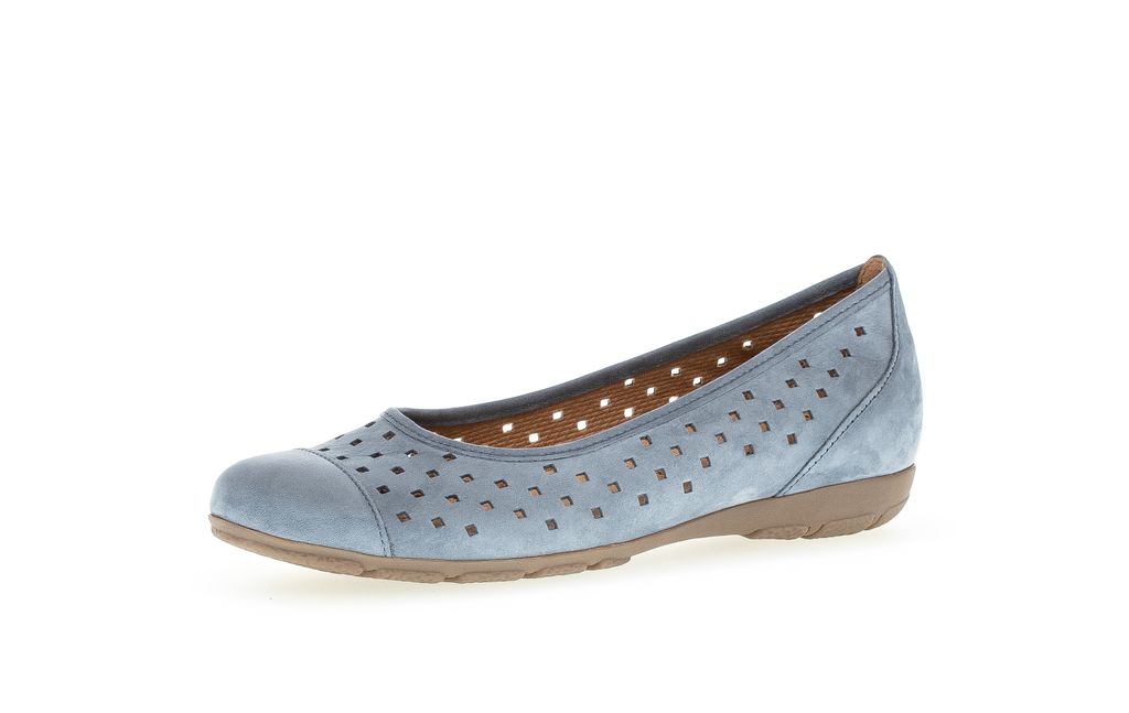 Gabor Shoes Ballerinas Hellblau Nubukleder Größe: 41.5 Normal